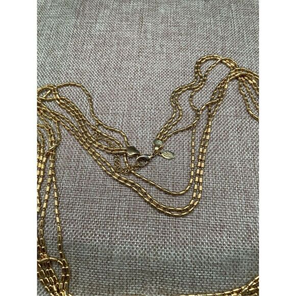 JOAN RIVERS Triple Strand Gold Tone Adjustable Layered Chain Necklace 60” - Picture 7 of 9